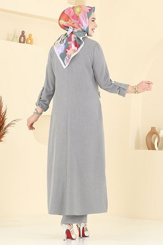 moda selvim Aksesuar Cepli Sofia Takım 23018UKB139 Gri - Thumbnail