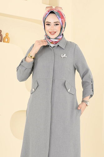 moda selvim Aksesuar Cepli Sofia Takım 23018UKB139 Gri - Thumbnail