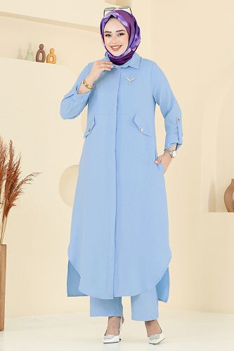 moda selvim Aksesuar Cepli Sofia Takım 23018UKB139 Mavi - Thumbnail