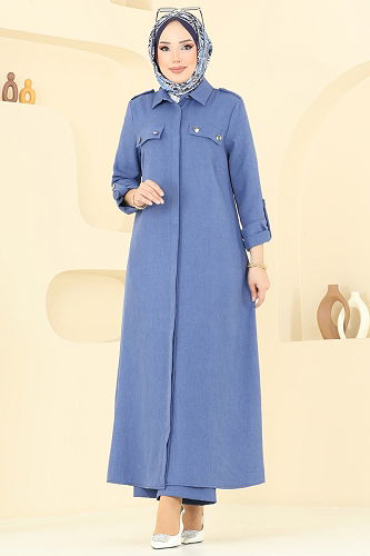 moda selvim Aksesuar Cepli Sofıa Takım 2669SL432 Açık İndigo - Thumbnail