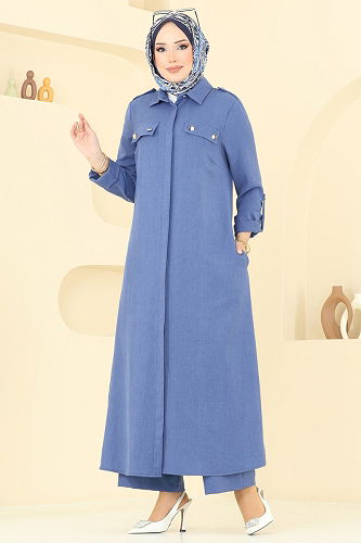 moda selvim Aksesuar Cepli Sofıa Takım 2669SL432 Açık İndigo - Thumbnail