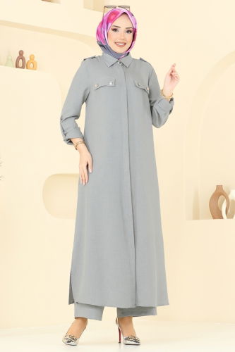 moda selvim Aksesuar Cepli Sofıa Takım 2669SL432 Gri - Thumbnail