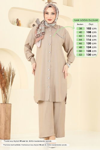 moda selvim Aksesuar Cepli Tesettür Takım 318HBS856 Vizyon - Thumbnail