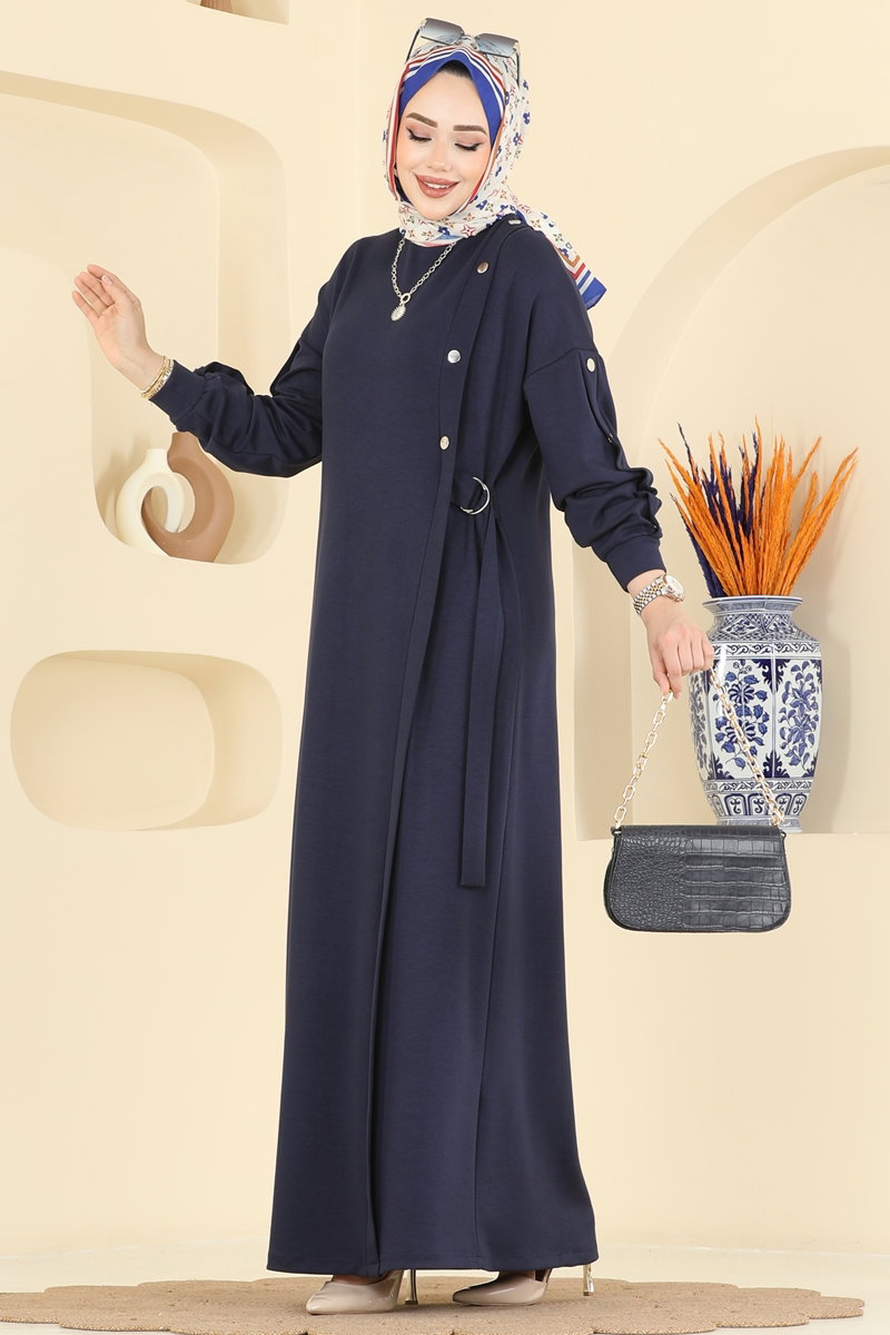 Aksesuar Çıtçıtlı Modal Elbise 2446ANT466 Laci