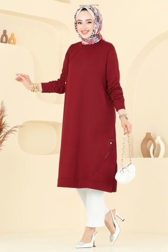 A.Y.D. - Aksesuar Detay Tesettür Tunik 2701AYD574 Bordo