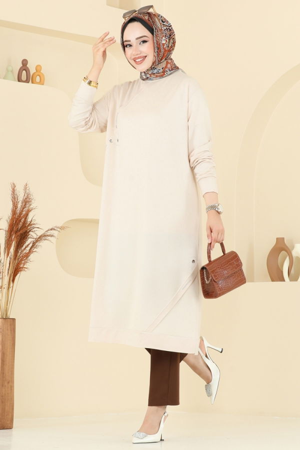 Modaselvim Tunik Aksesuar Detay Tesettür Tunik 2701AYD574 Taş