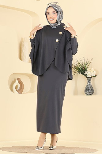 moda selvim Aksesuar Detaylı 2 li Takım 24055UKBK1160 Antrasit - Thumbnail
