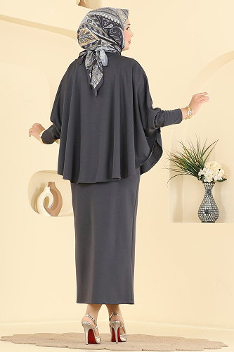 moda selvim Aksesuar Detaylı 2 li Takım 24055UKBK1160 Antrasit - Thumbnail