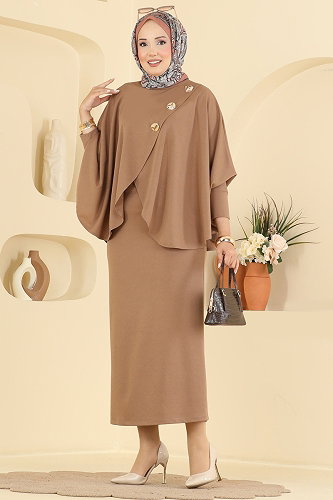 moda selvim Aksesuar Detaylı 2 li Takım 24055UKBK1160 Latte - Thumbnail