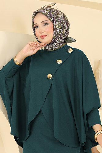 moda selvim Aksesuar Detaylı 2 li Takım 24055UKBK1160 Petrol - Thumbnail
