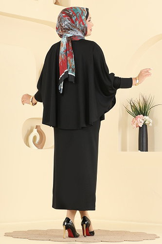 moda selvim Aksesuar Detaylı 2 li Takım 24055UKBK1160 Siyah - Thumbnail