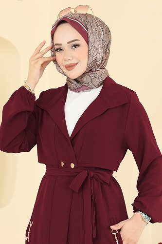 moda selvim Aksesuar Detaylı 2 Lİ Takım PL9241 Bordo - Thumbnail
