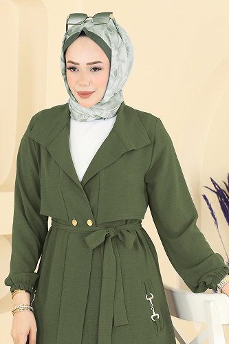 moda selvim Aksesuar Detaylı 2 Lİ Takım PL9241 Haki - Thumbnail