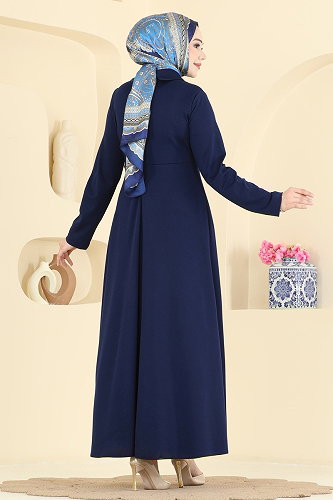 moda selvim Aksesuar Detaylı Kemerli Elbise 2855SL432 Laci - Thumbnail