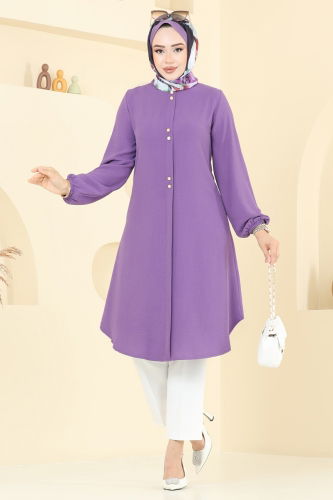 E.R.K. - Aksesuar Düğme Detaylı Tunik 2002ERK1158 Lila