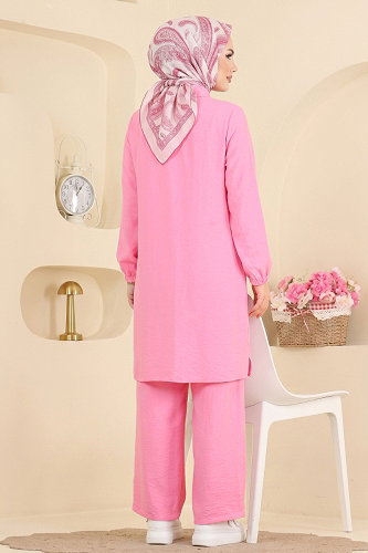 moda selvim Aksesuar Düğmeli 2 li Takım 173NZRK1200 Pembe - Thumbnail