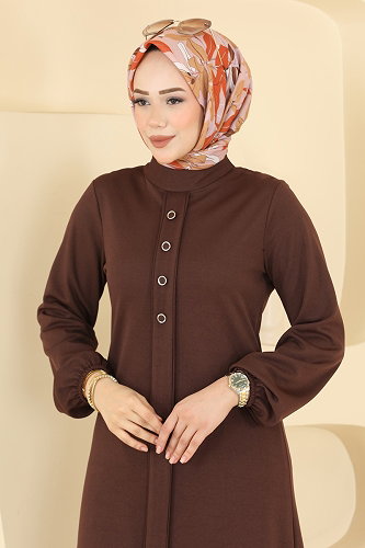 moda selvim Aksesuar Düğmeli 2 lİ Takım 24046UKBK1160 Kahve - Thumbnail
