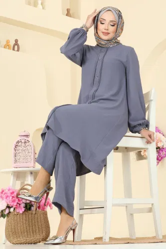 S.L. - Aksesuar Düğmeli Aerobin Takım 2621SL432 Antrasit