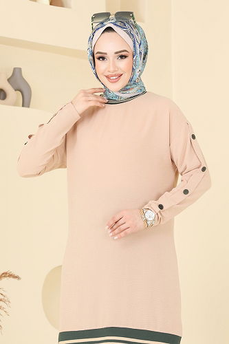 moda selvim Aksesuar Düğmeli Aerobin Takım 2623SL432 Vizyon&Haki - Thumbnail