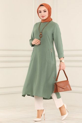 S.V.L. - Aksesuar Düğmeli Aerobin Tunik 850S324 Mint