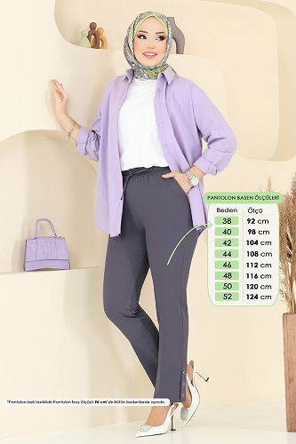 moda selvim Aksesuar Düğmeli Dabıl Pantolon 6627YG95 Antrasit - Thumbnail