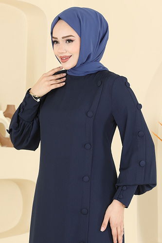 moda selvim Aksesuar Düğmeli İthal Krep Takım 8217AB368 Laci - Thumbnail