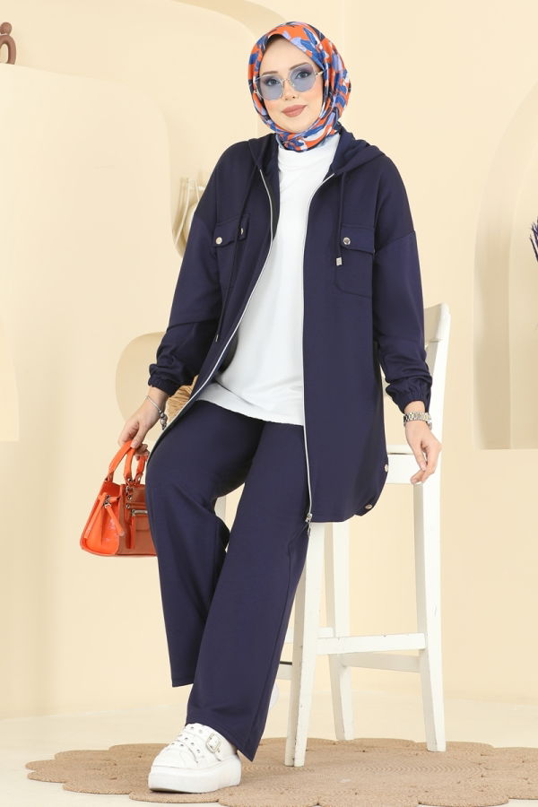 Modaselvim Kombin Aksesuar Düğmeli Modal Takım 2748AYD574 Laci