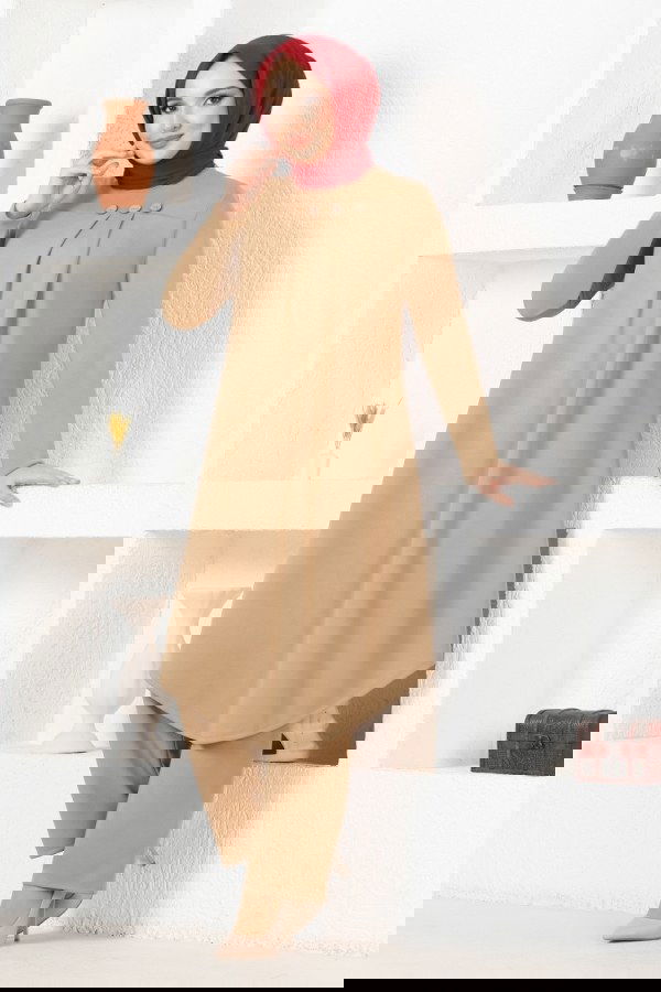 Modaselvim SEPETTE NET %20+%20 İNDİRİM Aksesuar Düğmeli Pantolonlu Takım MSL6009 Vizyon