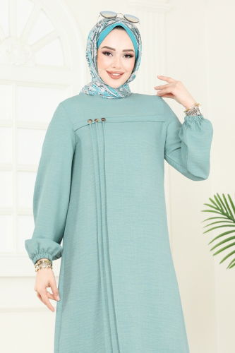 moda selvim Aksesuar Düğmeli Takım 366DVL817 Açık Mint - Thumbnail