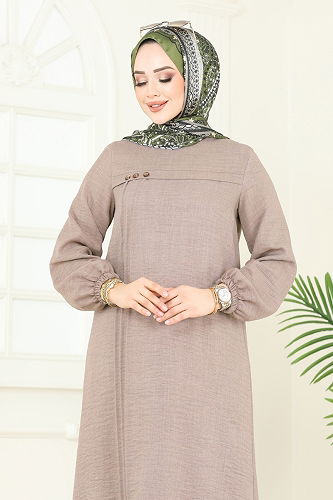 moda selvim Aksesuar Düğmeli Takım 366DVL817 Koyu Vizyon - Thumbnail