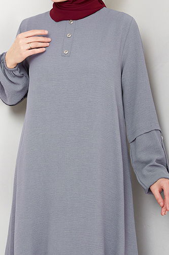 moda selvim Aksesuar Düğmeli Takım 4012MH1062-M Gri - Thumbnail