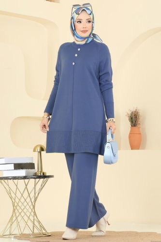 A.Y.D. - Aksesuar Düğmeli Triko Takım 2723AYD574 İndigo