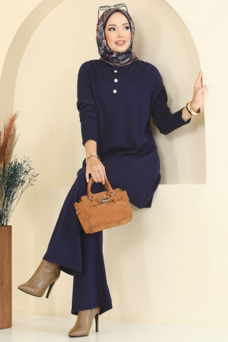 A.Y.D. - Aksesuar Düğmeli Triko Takım 2723AYD574 Laci