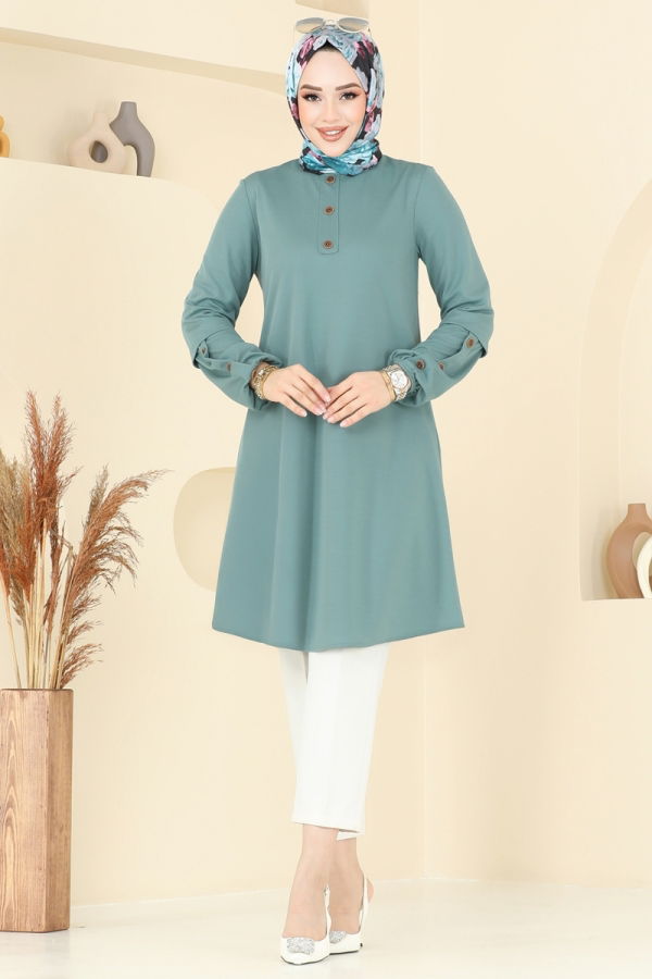 Modaselvim Tunik Aksesuar Düğmeli Tunik 1799MH427 Mint