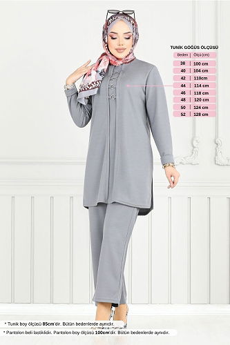 moda selvim Aksesuar Halkalı Takım 9146PL940-M Antrasit - Thumbnail