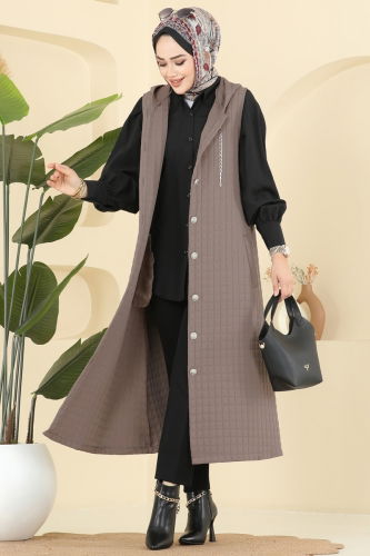 T.R.T. - Aksesuar Zincirli Kapitone Yelek 1979TRT545 Koyu Vizyon