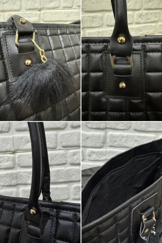 moda selvim Aksesuarlı Kadın Omuz Çantası 09STG610 Siyah - Thumbnail