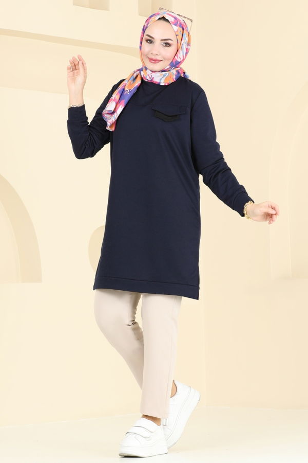 Modaselvim Tunik Aksesur Cepli Tesettür Tunik 799OZN1046 Laci