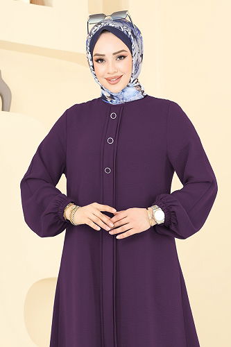 moda selvim Aksesur Düğmeli Aerobin Takım 2621SL432 Mürdüm - Thumbnail