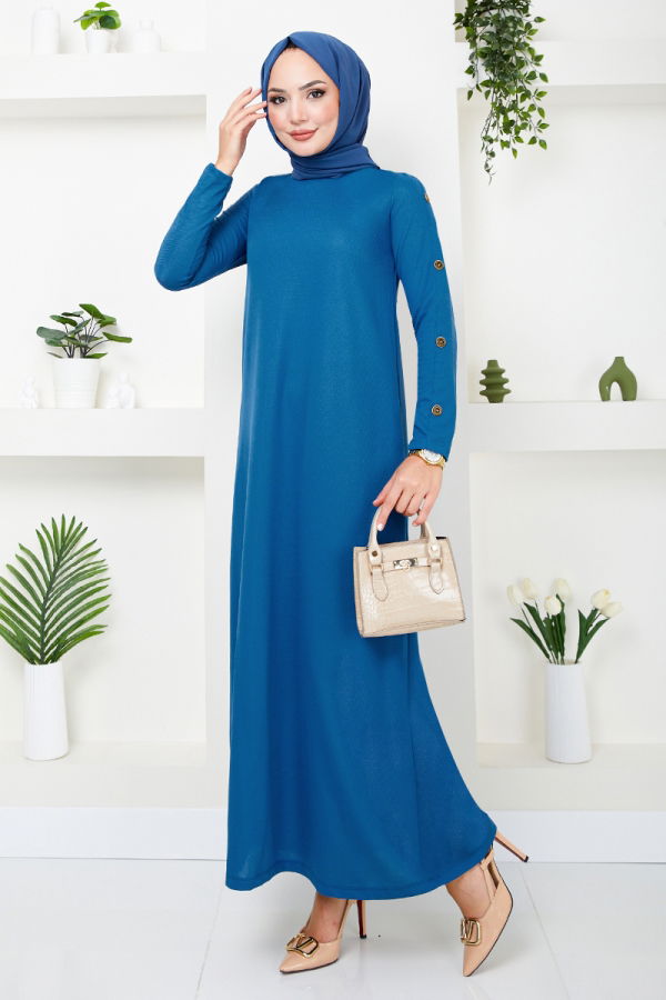 Modaselvim خصم صافٍ20%+20% في سلة التسوق الفستان 10006ETT902-M ازرق