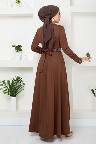 moda selvim الفستان 268DVL897-M بني - Thumbnail
