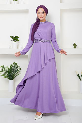 moda selvim الفستان 268DVL897-M ليلكي - Thumbnail