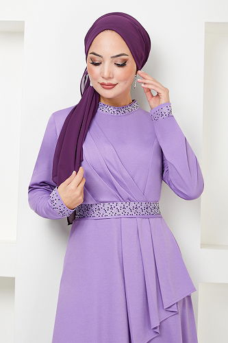 moda selvim الفستان 268DVL897-M ليلكي - Thumbnail