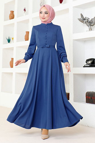 moda selvim الفستان DVL266-M ازرق - Thumbnail