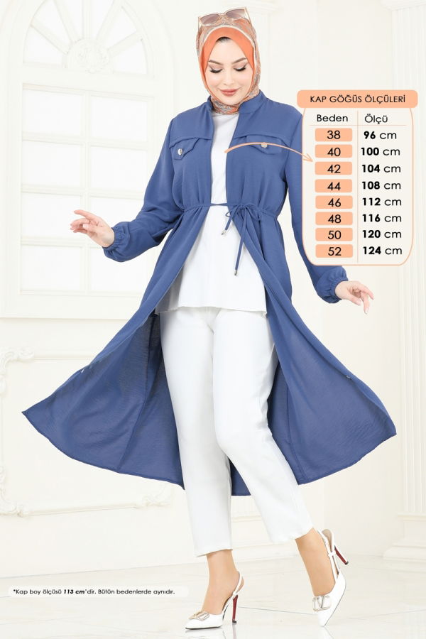 Modaselvim Kap / Kaban Apolet Detay Aerobin Kap PL9131 İndigo