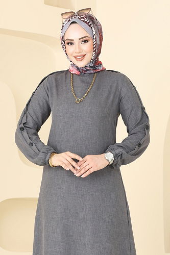 moda selvim Apolet Detay Takım 829OZN1046 Antrasit - Thumbnail