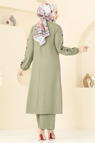 moda selvim Apolet Detay Takım 829OZN1046 Çağla - Thumbnail