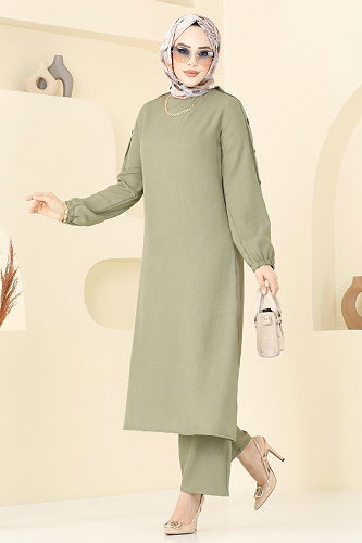 moda selvim Apolet Detay Takım 829OZN1046 Çağla - Thumbnail