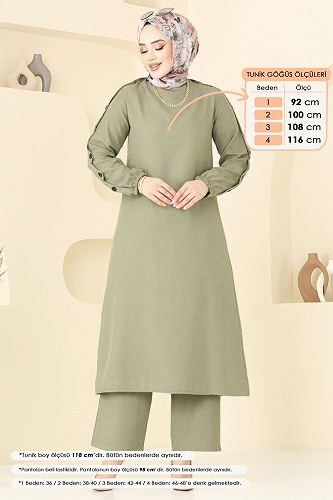 moda selvim Apolet Detay Takım 829OZN1046 Çağla - Thumbnail