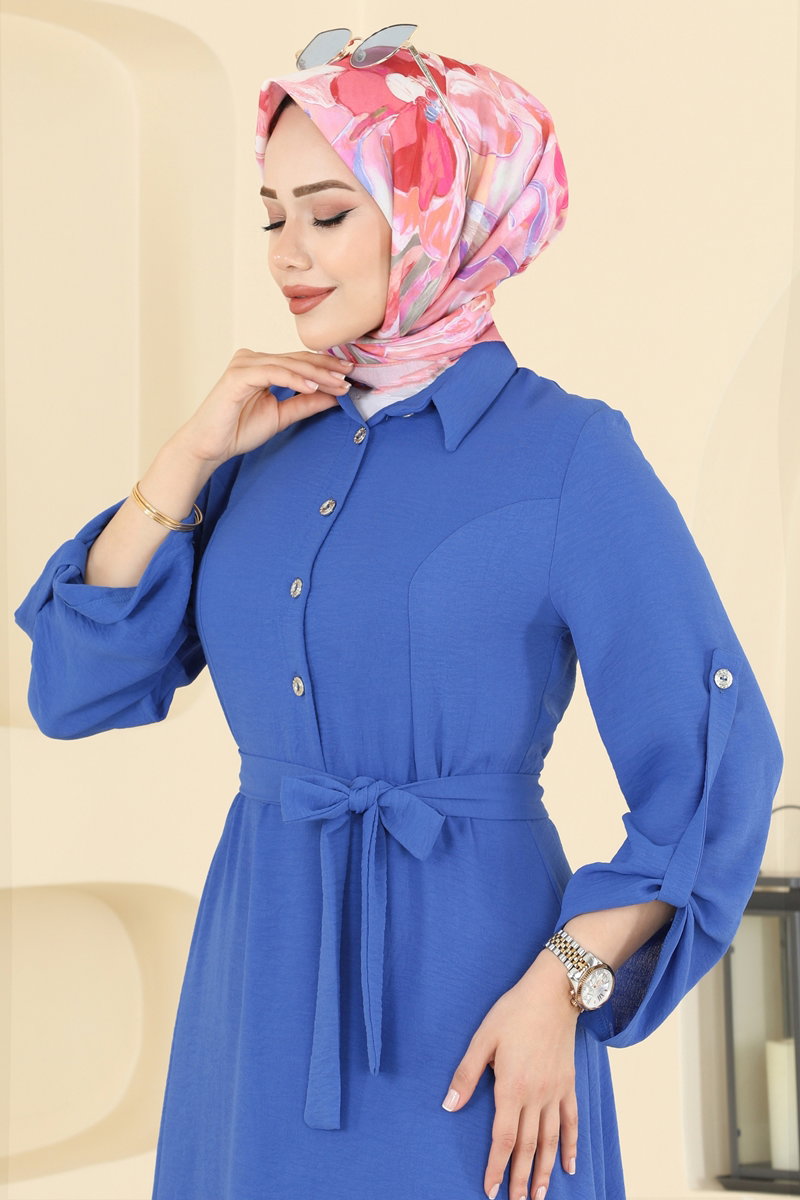 Apolet Detaylı Aerobin Elbise 5002BM387 İndigo